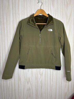 The North Face Olive Green Half-Zip Fleece Windwall Reversible Pullover